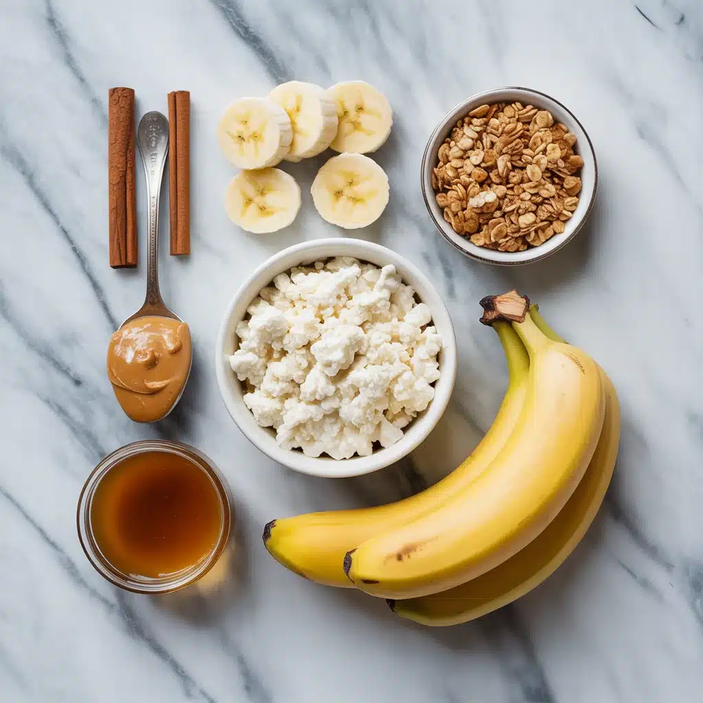 Cottage cheese parfait ingredients with peanut butter
