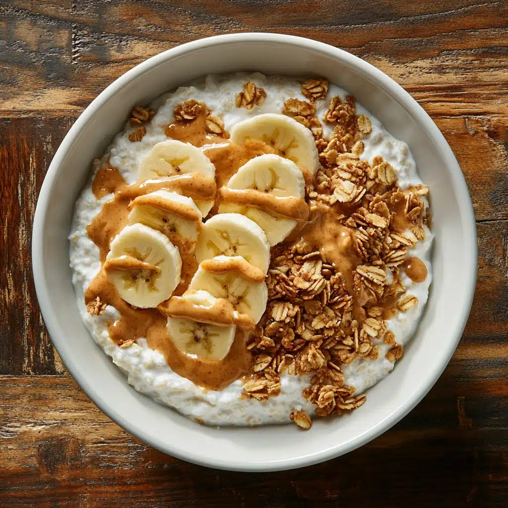 Cottage cheese with peanut butter in bowl