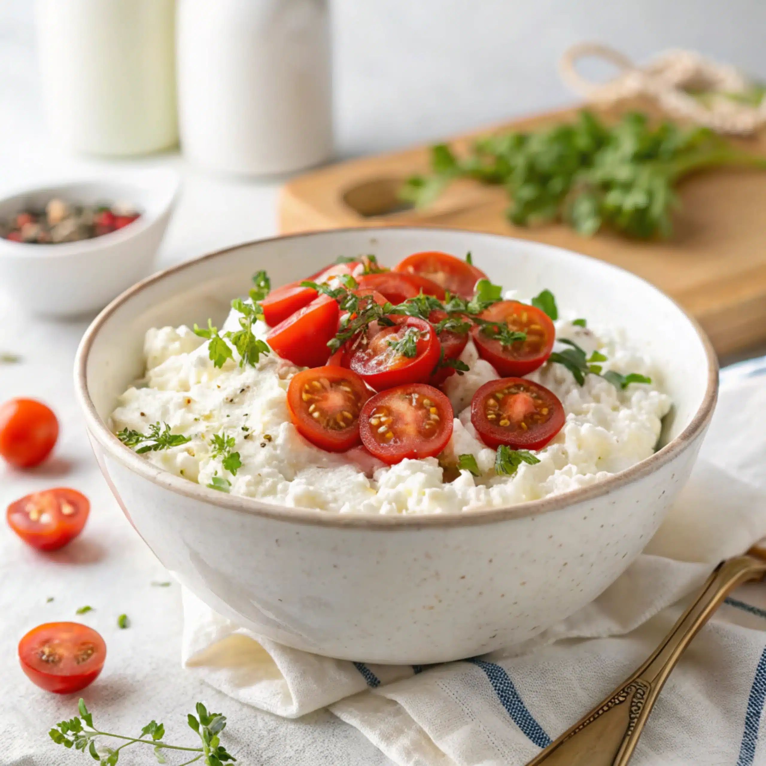 homemade low sodium cottage cheese in bowl
