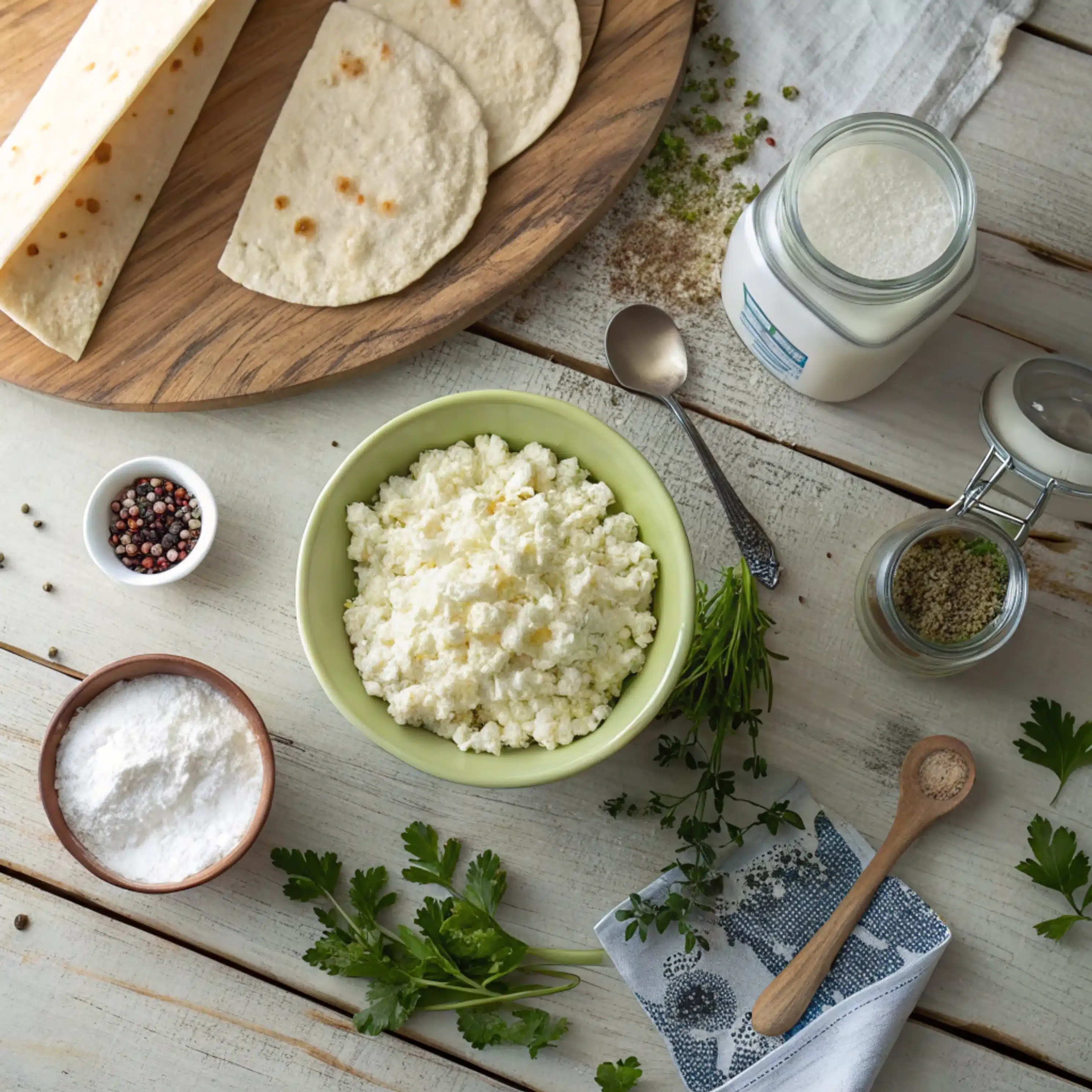 Ingredients for cottage cheese 2 ingredient flatbread